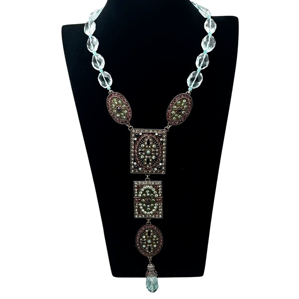 Heidi Daus America Sophisticate Pastel Crystal Bronze Necklace 16 to 20 Inch